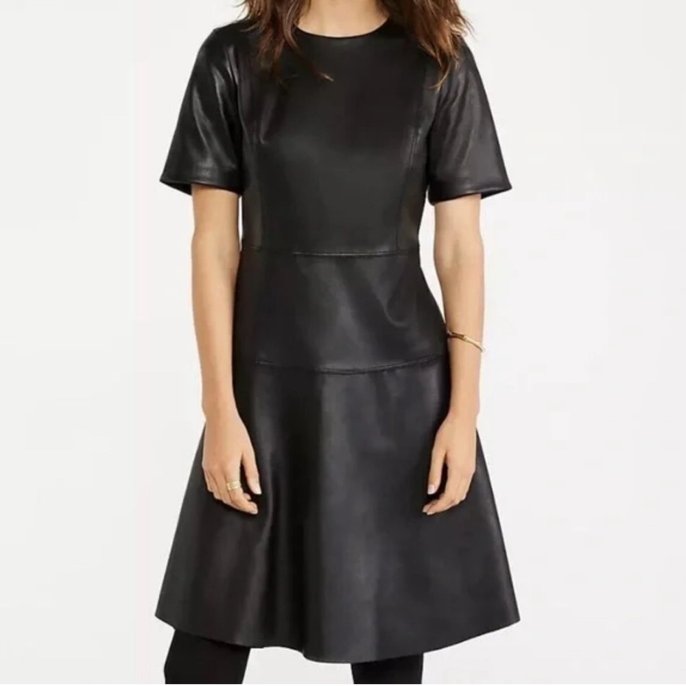 ANN TAYLOR leather petite dress short sleeve SIZE 4 petite BRAND NEW NEVER WORN